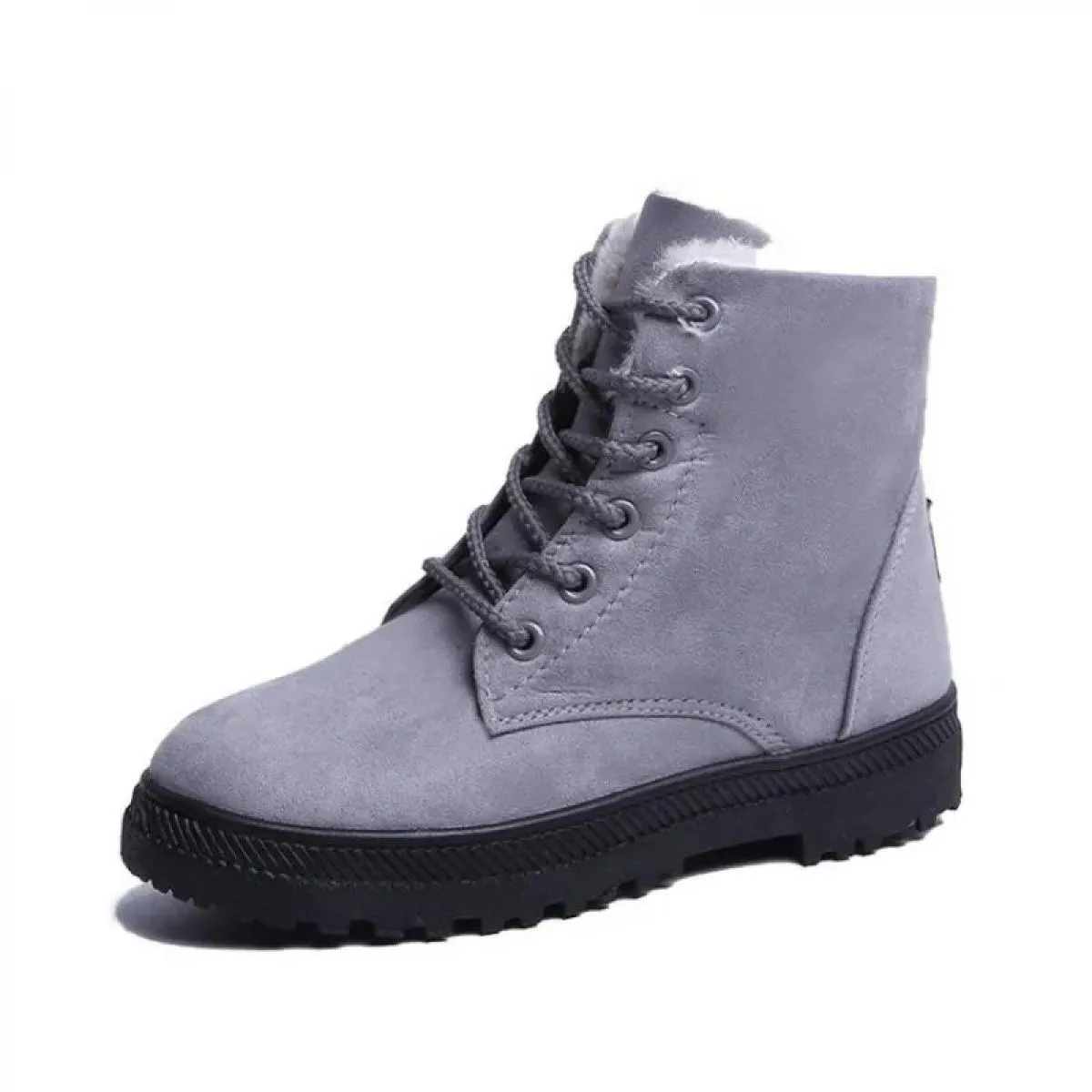 Stivali moderni alla caviglia in pelle scamosciata di mucca 2023 Vendita calda piatta con scarpe da donna Stringate Punta tonda