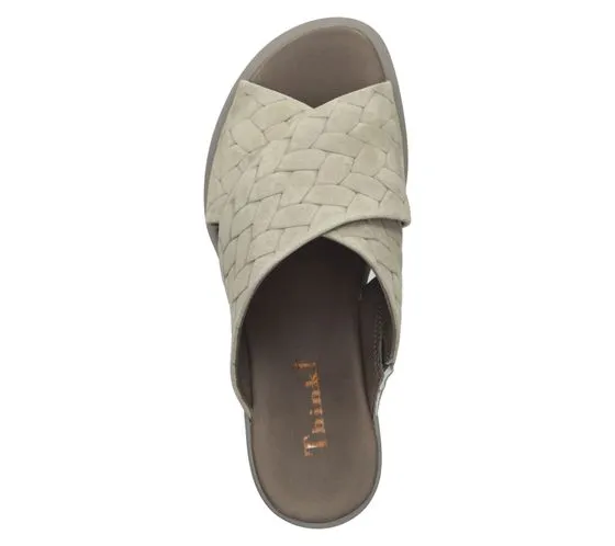 Think! Ciabatte da donna, sandali in vera pelle, pantofole dall'aspetto intrecciato, scarpe slip-on 3-000594-7000 verde