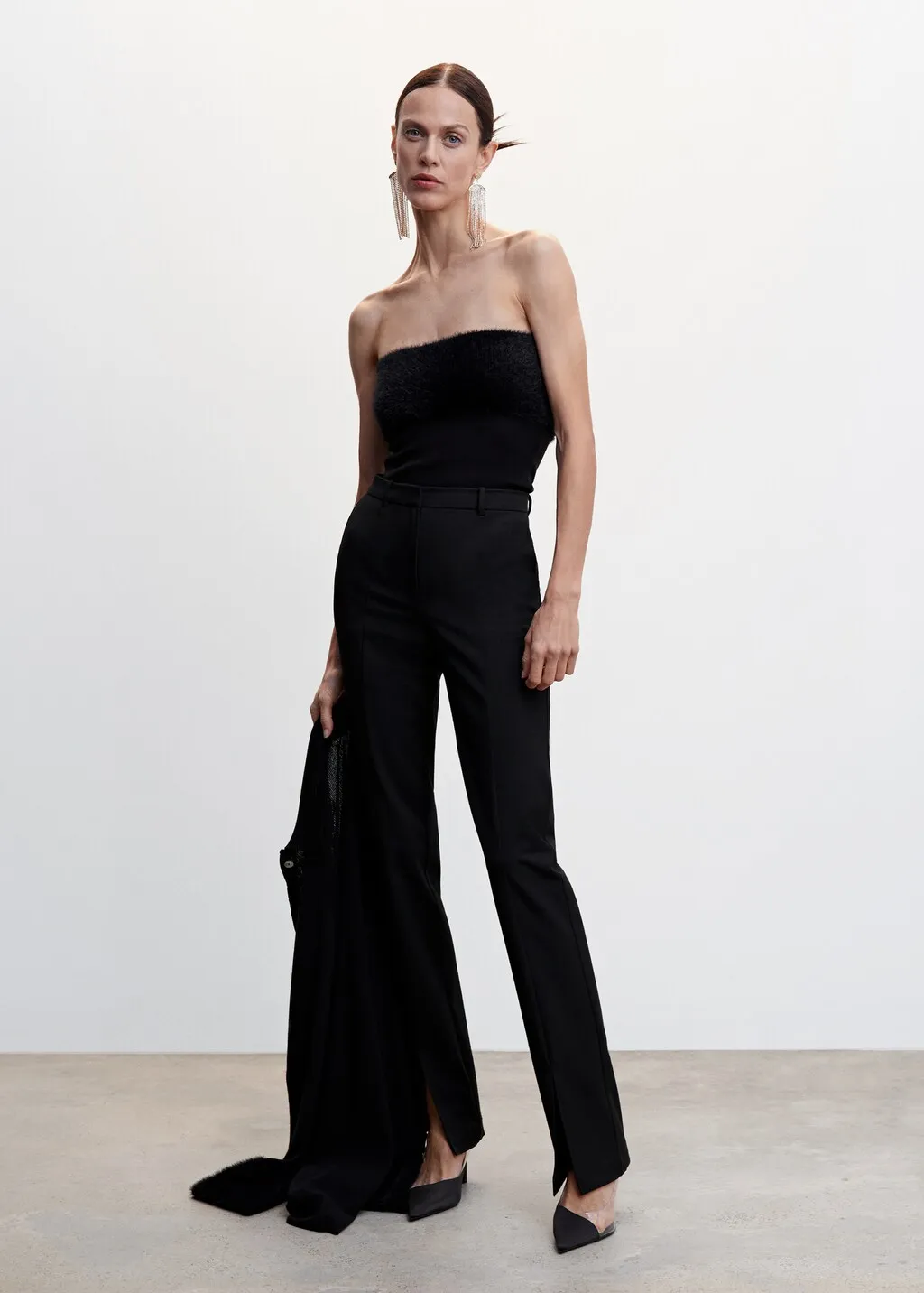 Top bandeau dettaglio in pelliccia