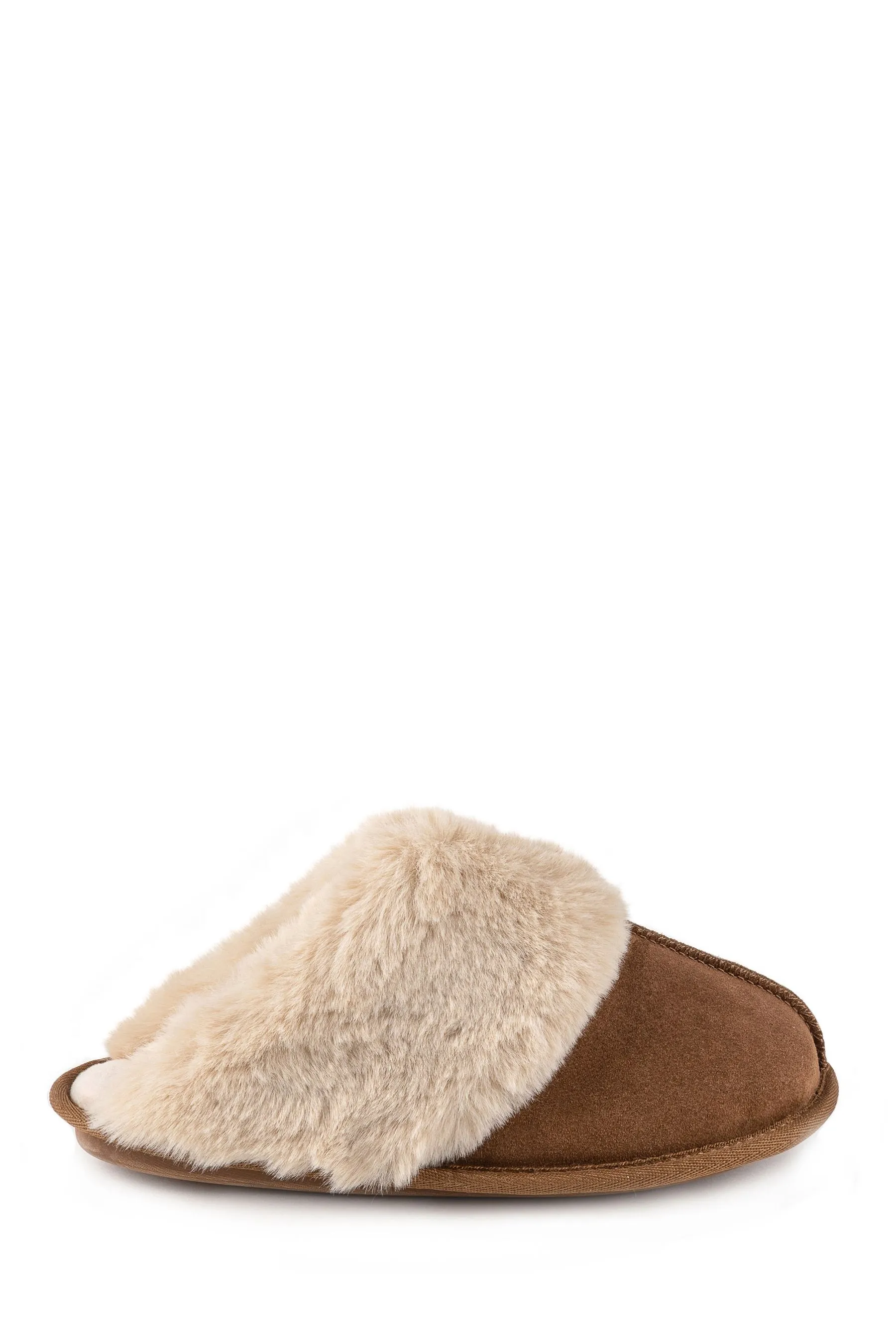 Totes - Isotoner - Pantofole in vero camoscio con polsini in pelliccia sintetica