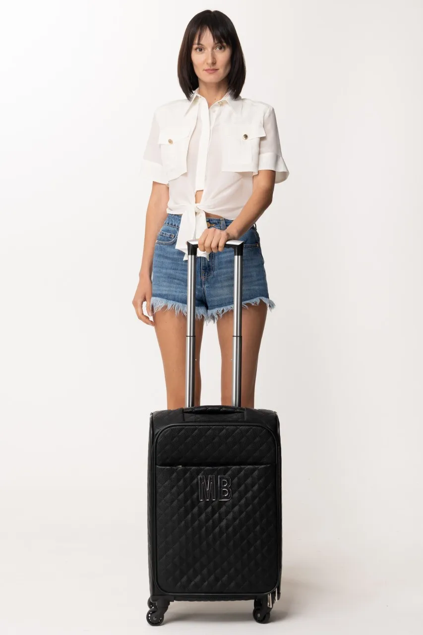 Trolley trapuntato in similpelle Nero