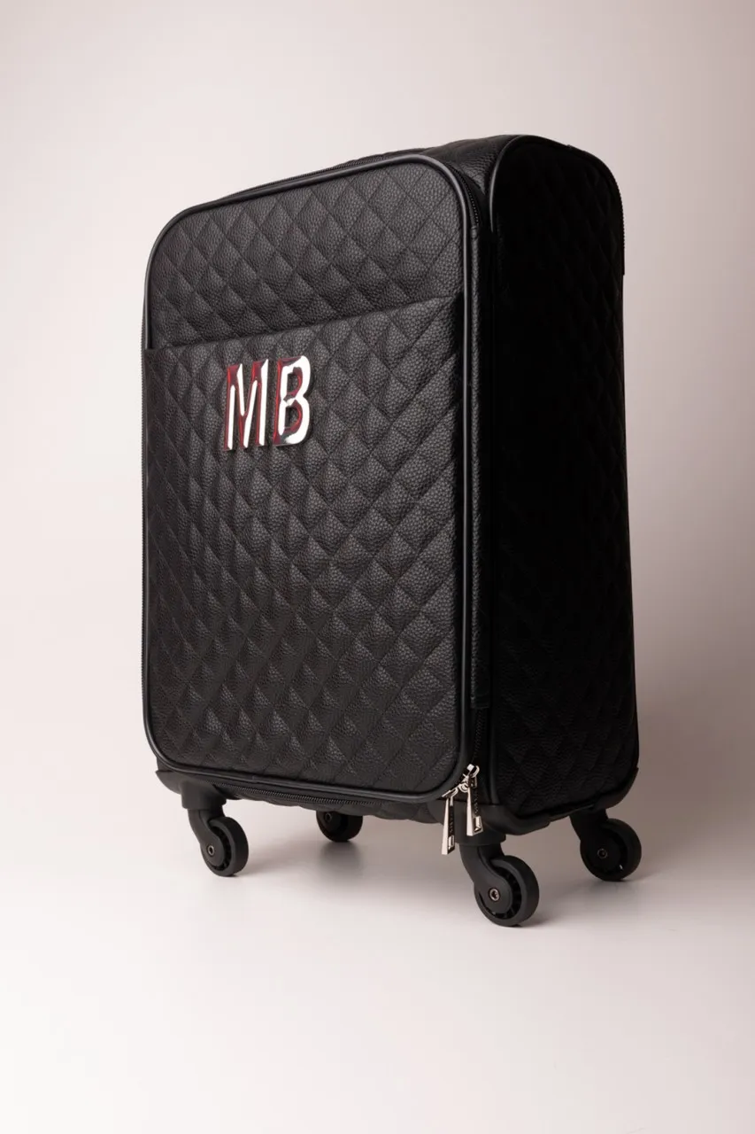 Trolley trapuntato in similpelle Nero
