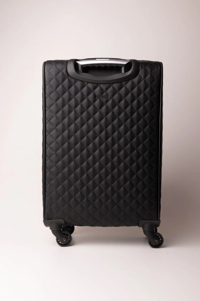 Trolley trapuntato in similpelle Nero