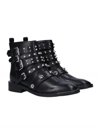 Tronchetti biker con borchie Nero
