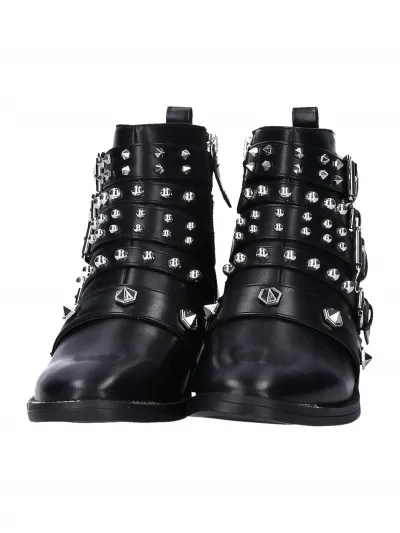 Tronchetti biker con borchie Nero