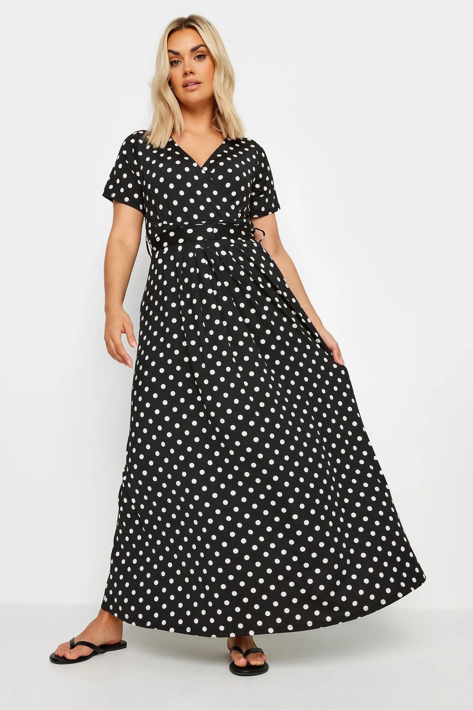Yours Curve - Abito maxi a portafoglio a pois
