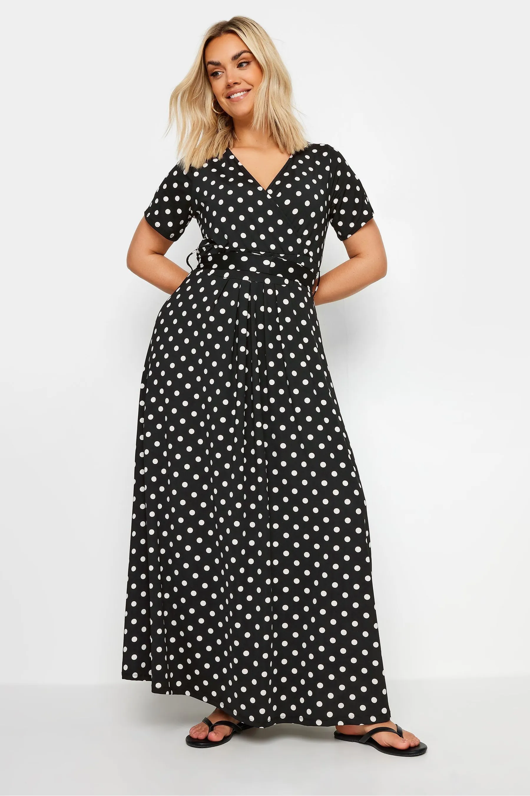 Yours Curve - Abito maxi a portafoglio a pois
