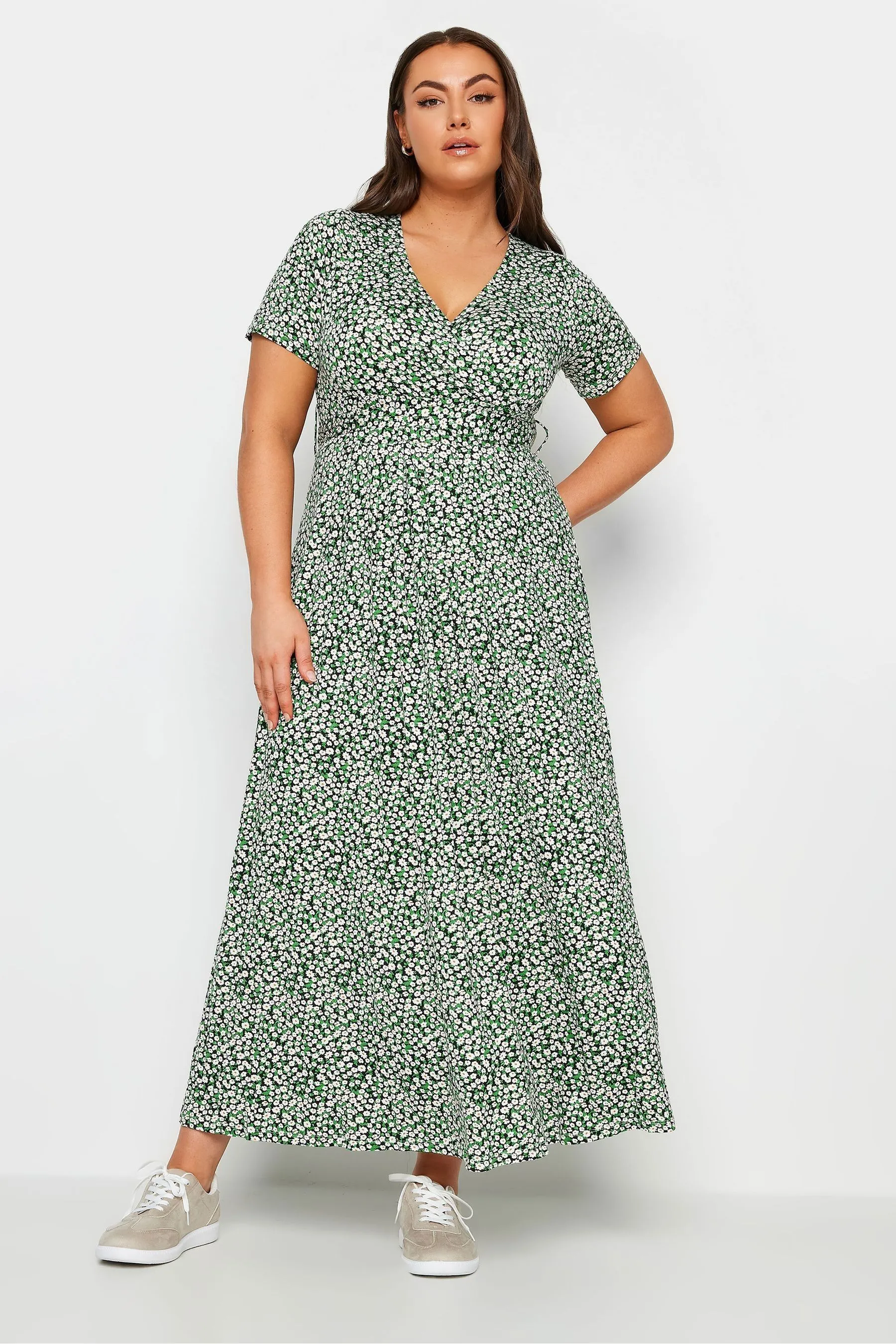 Yours Curve Floreale - Abito maxi a portafoglio