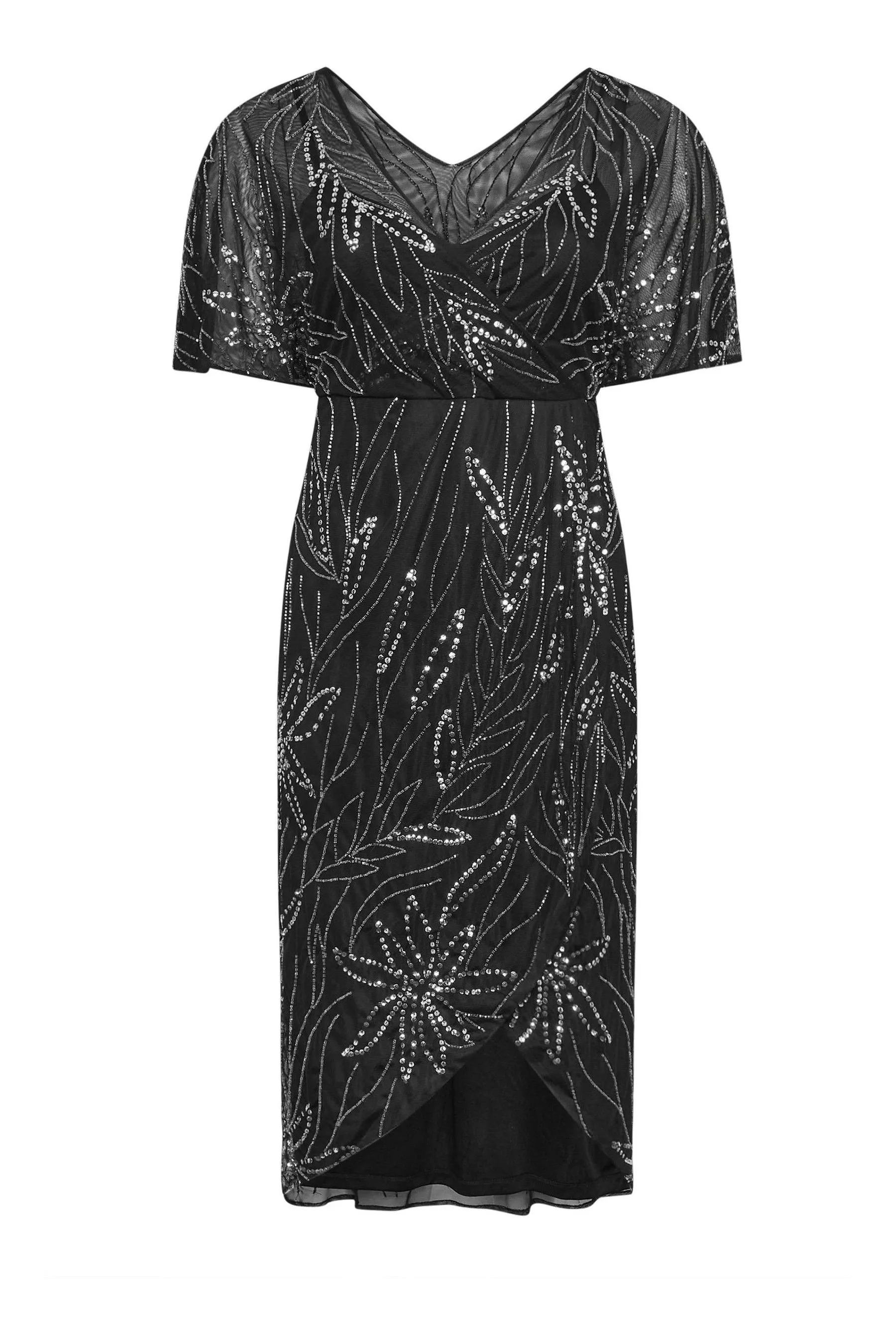 Yours Curve Luxe - Abito maxi a portafoglio decorato