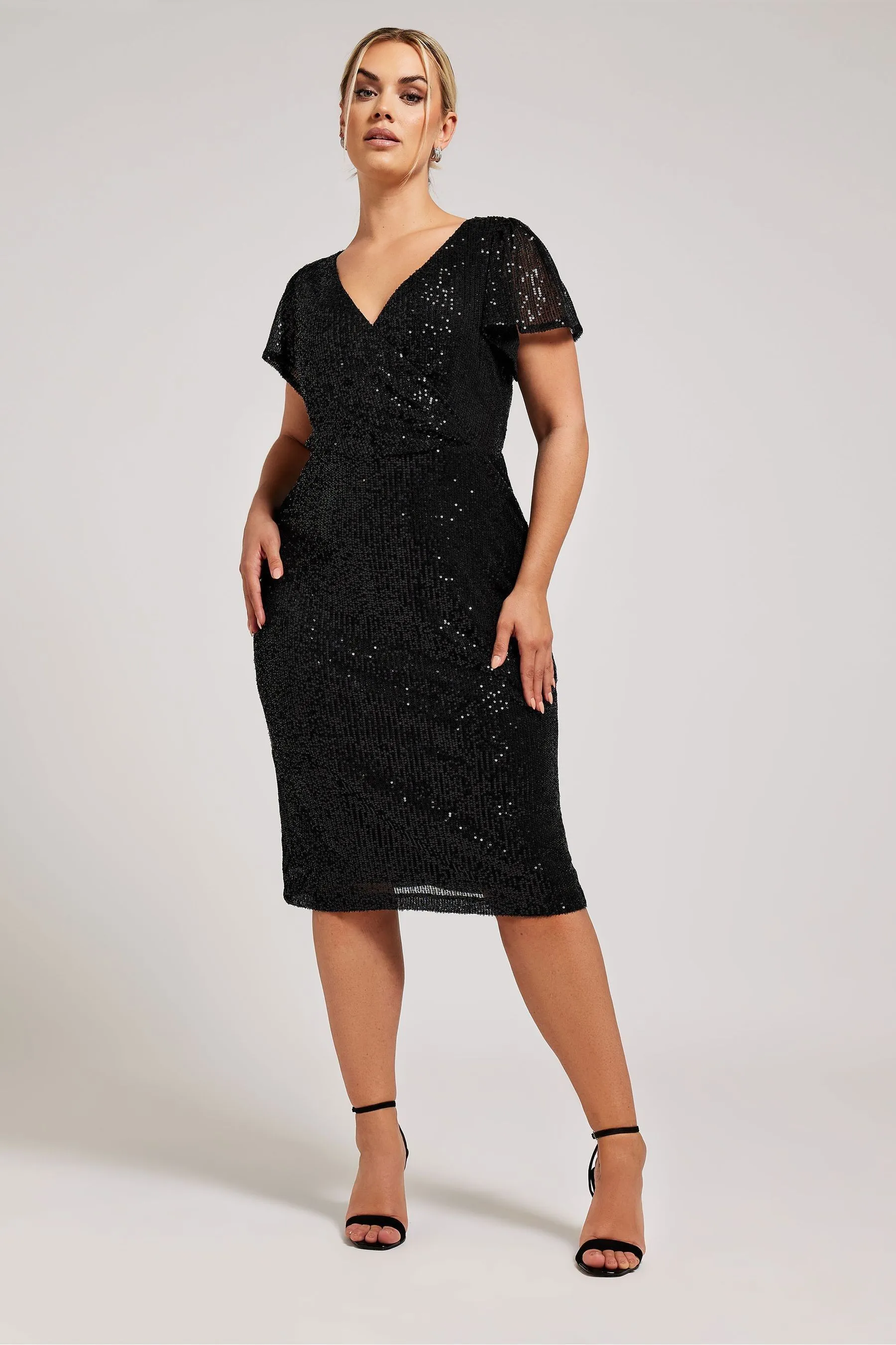 Yours Curve Paillettes - Abito a trapezio a portafoglio