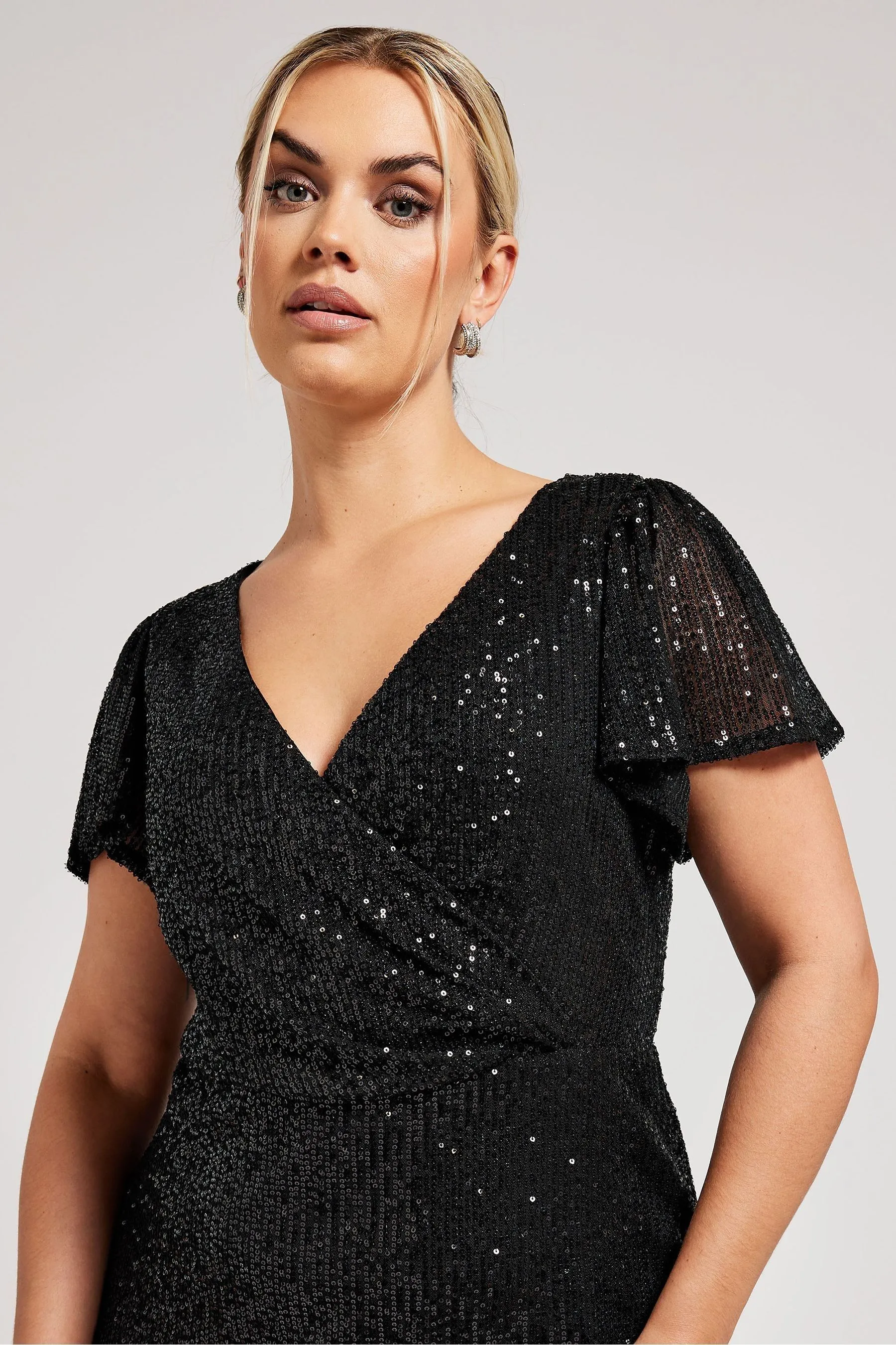 Yours Curve Paillettes - Abito a trapezio a portafoglio