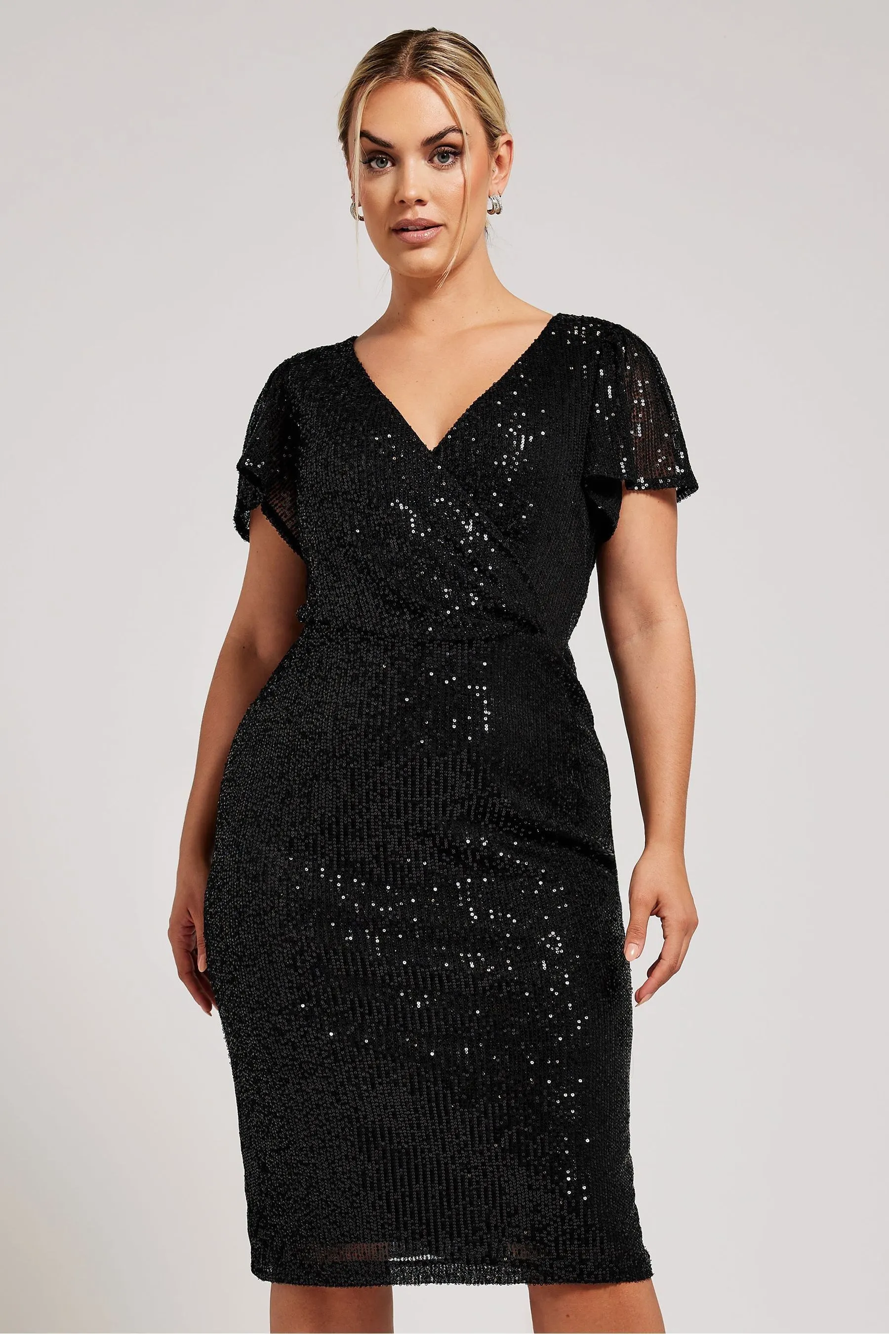 Yours Curve Paillettes - Abito a trapezio a portafoglio