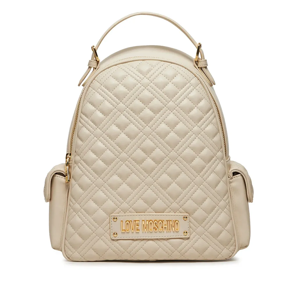 Zaino Donna Trapuntato con Tasche LOVE MOSCHINO linea Love Lettering Avorio